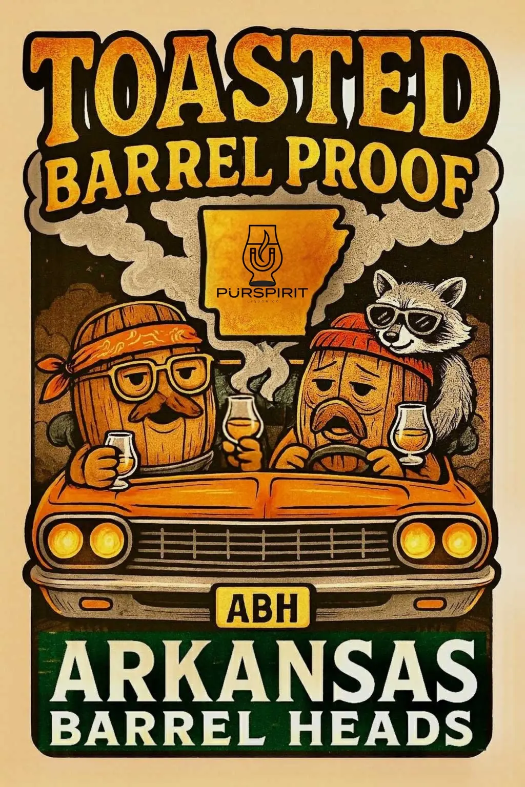 Arkansas Barrel Heads Elijah Craig Toasted Barrel Proof private-pick artwork inspired by Cheech and Chong